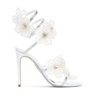 René Caovilla Flower Ivory Leather Sandals - NWT